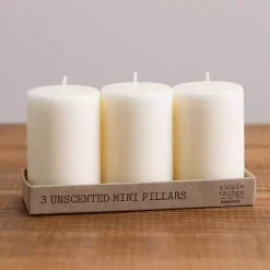 New Kirklands Home Unscented Mini Pillar Candles, Set of 3 Ivory