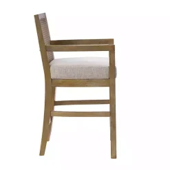 Hot Kirklands Home Upholstered Cane Backrest Counter Stool Ivory