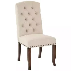 Outlet Kirklands Home Upholstered Nailhead Trim Dining Chair Ivory