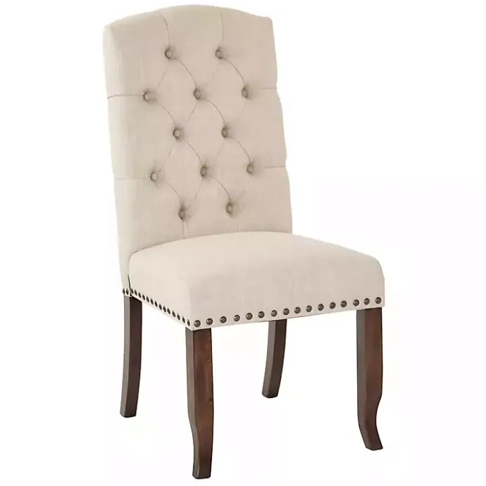 Outlet Kirklands Home Upholstered Nailhead Trim Dining Chair Ivory