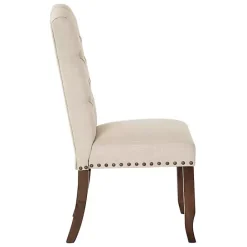 Outlet Kirklands Home Upholstered Nailhead Trim Dining Chair Ivory