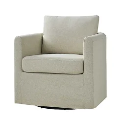 Best Kirklands Home Upholstered Vasser Slipcover Swivel Chair Ivory