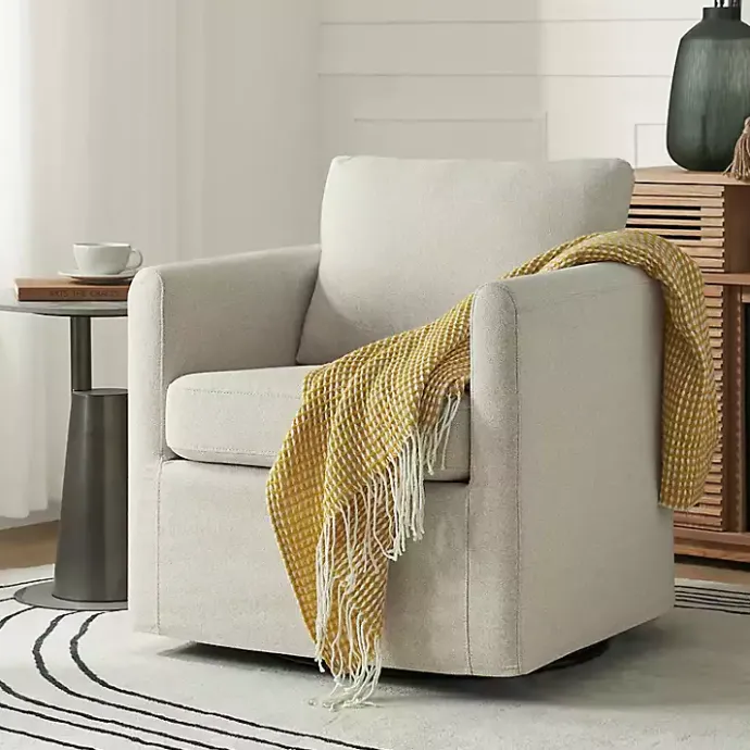 Best Kirklands Home Upholstered Vasser Slipcover Swivel Chair Ivory