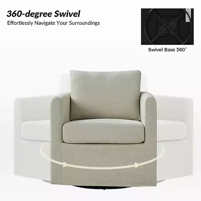 Best Kirklands Home Upholstered Vasser Slipcover Swivel Chair Ivory