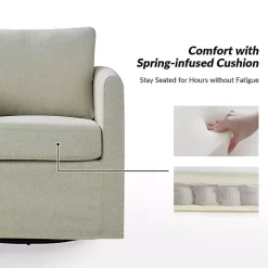 Best Kirklands Home Upholstered Vasser Slipcover Swivel Chair Ivory