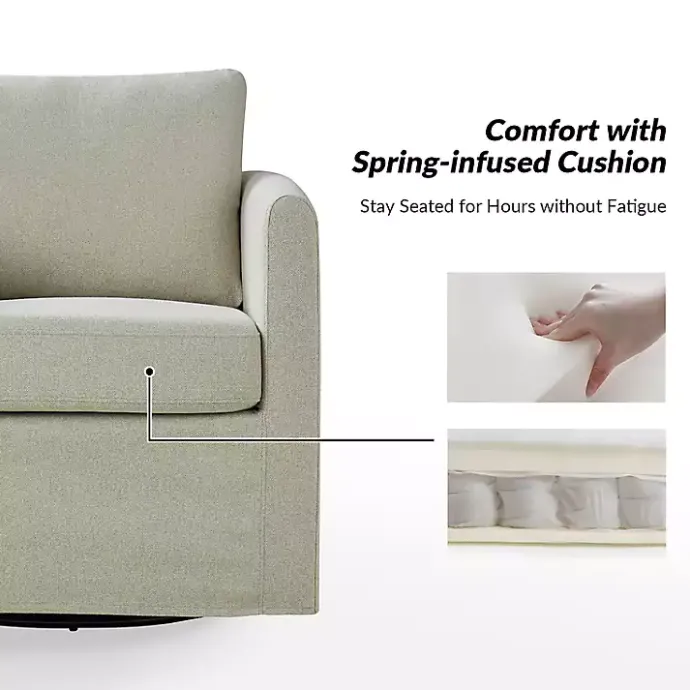 Best Kirklands Home Upholstered Vasser Slipcover Swivel Chair Ivory