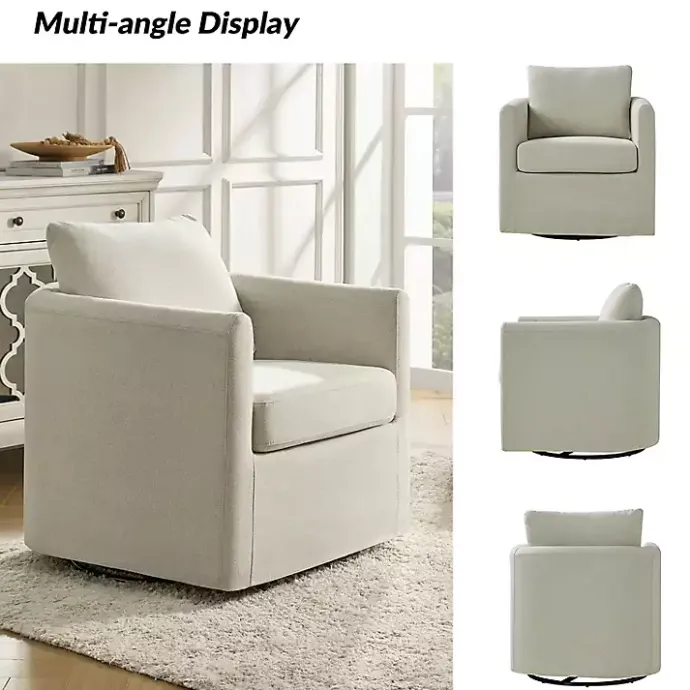 Best Kirklands Home Upholstered Vasser Slipcover Swivel Chair Ivory