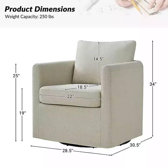 Best Kirklands Home Upholstered Vasser Slipcover Swivel Chair Ivory