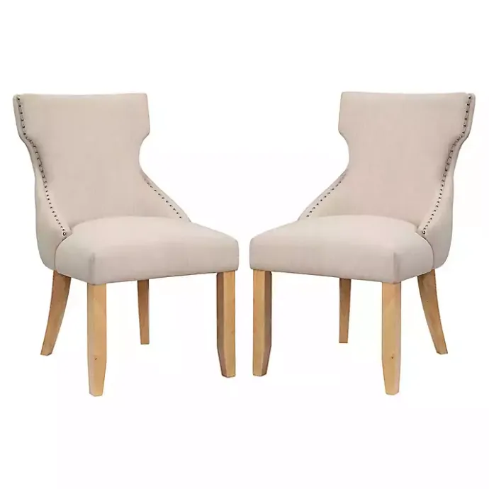 Kirklands Home Upholstered Wingback Dining Chairs, Set of 2 Ivory