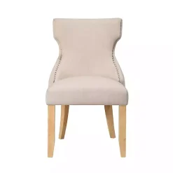 Kirklands Home Upholstered Wingback Dining Chairs, Set of 2 Ivory