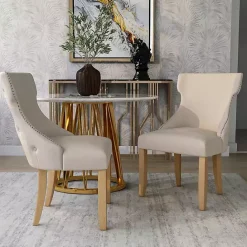 Kirklands Home Upholstered Wingback Dining Chairs, Set of 2 Ivory