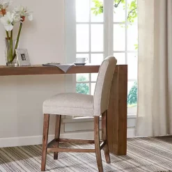 Discount Kirklands Home Upholstered Wood Counter Stool Ivory