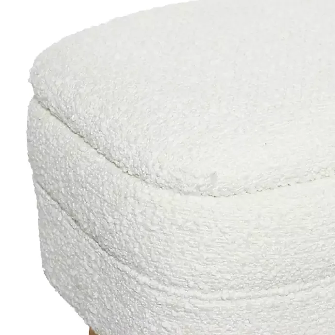 Sale Kirklands Home Upholstered Wood Leg Storage Bench Ivory