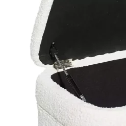 Sale Kirklands Home Upholstered Wood Leg Storage Bench Ivory