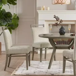 Clearance Kirklands Home Upholstered Wooden Dining Chairs, Set of 2 Ivory