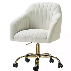 Kirklands Home Velvet Swivel Jacyln Office Chair Ivory