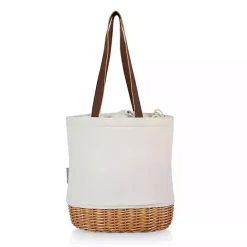 Discount Kirklands Home Wicker Cinch Top Wine Tote Ivory