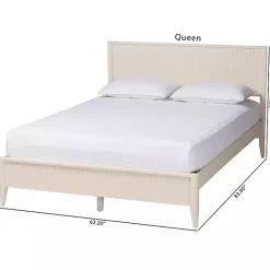 Outlet Kirklands Home Wood Fluted Headboard Primrose Queen Bed Ivory