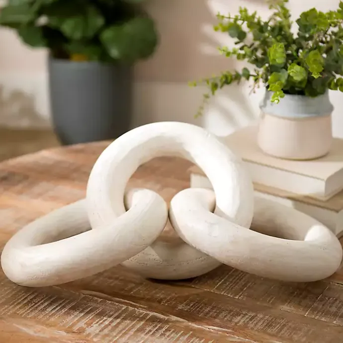 Hot Kirklands Home Wood Oversized Chain Ivory