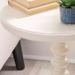 Kirklands Home Wood Spindle Side Table Ivory