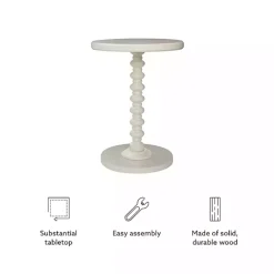 Kirklands Home Wood Spindle Side Table Ivory