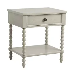 Hot Kirklands Home Wood Turned Legs Nightstand Ivory