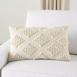 Best Kirklands Home Woven Diamonds Lumbar Pillow Ivory