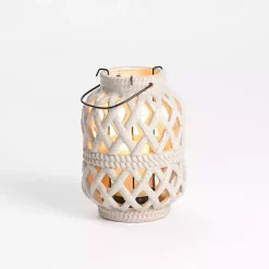 Online Kirklands Home Woven Stoneware Coastal Lantern, 8 in. Ivory