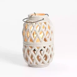 Hot Kirklands Home Woven Stoneware Coastal Lantern, 10 in. Ivory