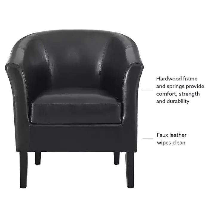 Outlet Kirklands Home Jack Barrel Back Club Chair Black