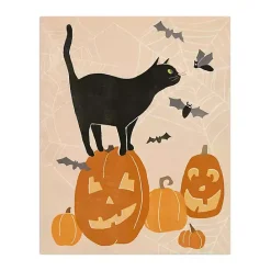 New Kirklands Home Jack 'O Lantern Cat Halloween Wall Plaque, 20 in.