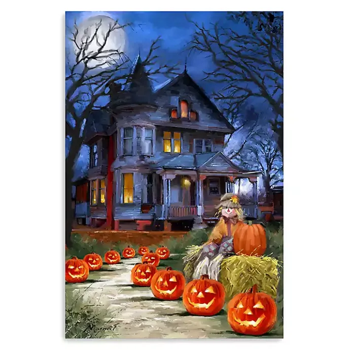 Clearance Kirklands Home Jack o Lantern Mansion Canvas Art Print, 24x36