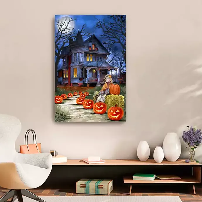 Clearance Kirklands Home Jack o Lantern Mansion Canvas Art Print, 24x36