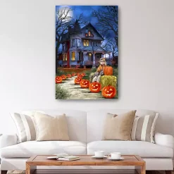 Hot Kirklands Home Jack o Lantern Mansion Canvas Art Print, 32x48