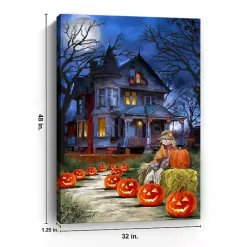 Hot Kirklands Home Jack o Lantern Mansion Canvas Art Print, 32x48