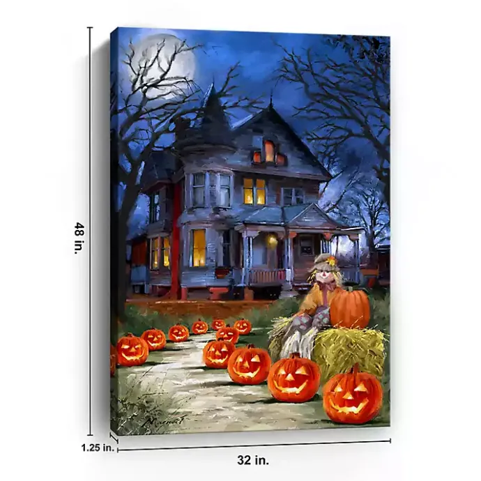 Hot Kirklands Home Jack o Lantern Mansion Canvas Art Print, 32x48
