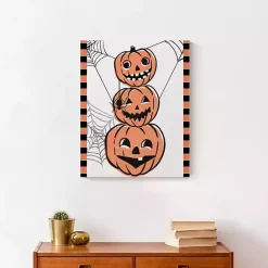 Hot Kirklands Home Jack O' Lantern Stack Halloween Canvas Art Print