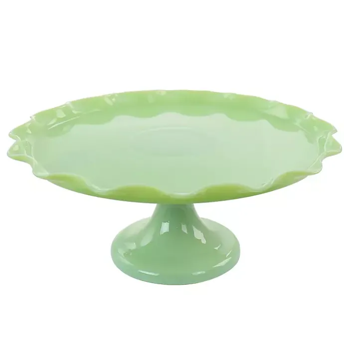 Sale Kirklands Home Jadeite Glass Martha Stewart Scalloped Cake Stand Green