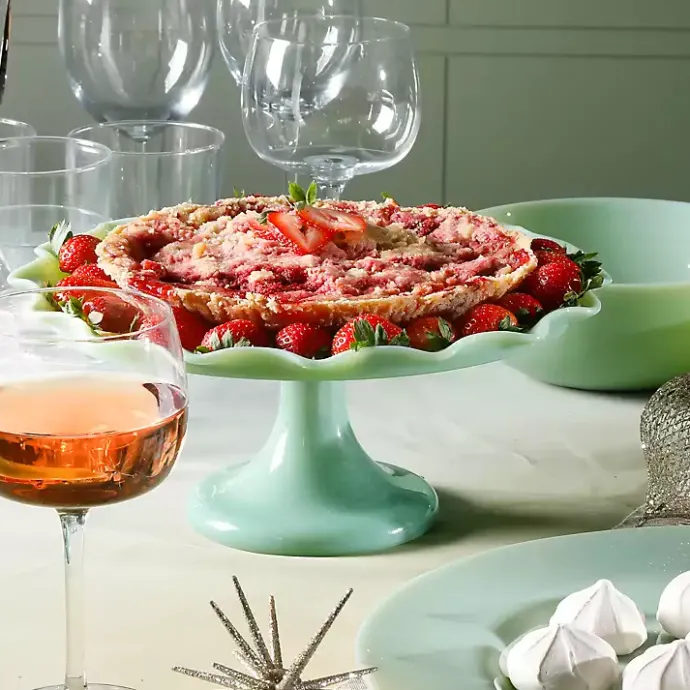 Sale Kirklands Home Jadeite Glass Martha Stewart Scalloped Cake Stand Green