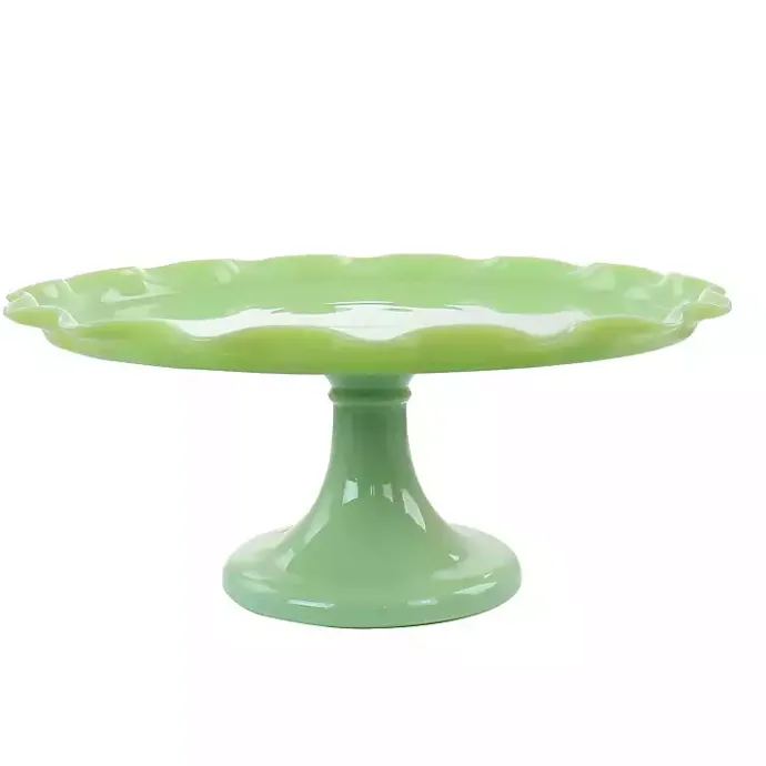 Sale Kirklands Home Jadeite Glass Martha Stewart Scalloped Cake Stand Green