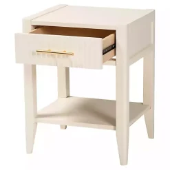 Discount Kirklands Home James Mid-Century 1-Drawer Nightstand Ivory