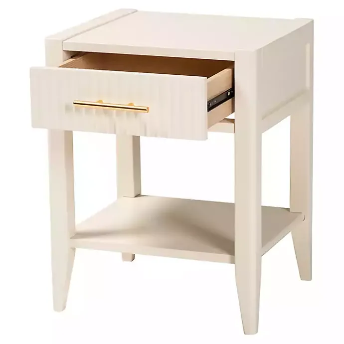 Discount Kirklands Home James Mid-Century 1-Drawer Nightstand Ivory