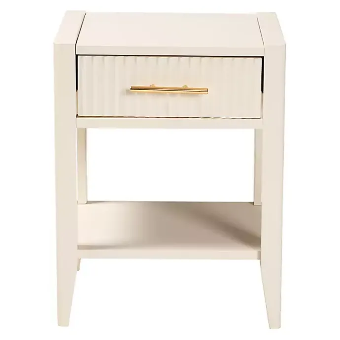Discount Kirklands Home James Mid-Century 1-Drawer Nightstand Ivory