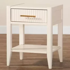 Discount Kirklands Home James Mid-Century 1-Drawer Nightstand Ivory