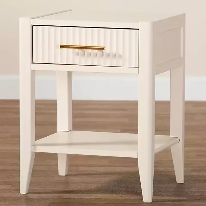 Discount Kirklands Home James Mid-Century 1-Drawer Nightstand Ivory