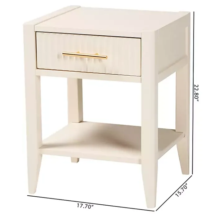 Discount Kirklands Home James Mid-Century 1-Drawer Nightstand Ivory