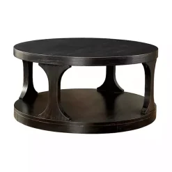 Best Kirklands Home Jarrod Antique Wood Grain Shelf Coffee Table Black