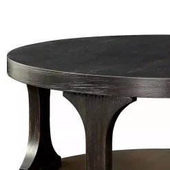 Best Kirklands Home Jarrod Antique Wood Grain Shelf Coffee Table Black