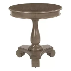 New Kirklands Home Java Traditional Round Pedestal Accent Table Brown