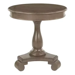 New Kirklands Home Java Traditional Round Pedestal Accent Table Brown
